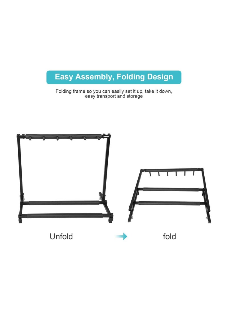 Megarya Guitars Display Stand Rack, 5 Way Universal Guitars Storage Holder Organising Stand, Stable Iron Frame with Soft Rubber Cover Guitar Collection Rack Organiser for Training room Store Home(5 Ways) - Image 3