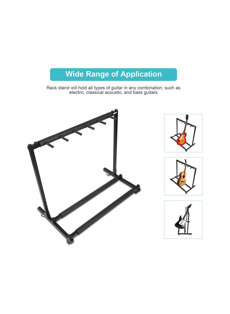 Megarya Guitars Display Stand Rack, 5 Way Universal Guitars Storage Holder Organising Stand, Stable Iron Frame with Soft Rubber Cover Guitar Collection Rack Organiser for Training room Store Home(5 Ways) - Image 2