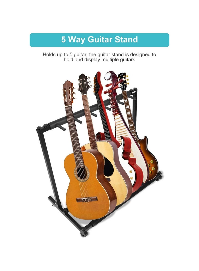 Megarya Guitars Display Stand Rack, 5 Way Universal Guitars Storage Holder Organising Stand, Stable Iron Frame with Soft Rubber Cover Guitar Collection Rack Organiser for Training room Store Home(5 Ways) - Image 5