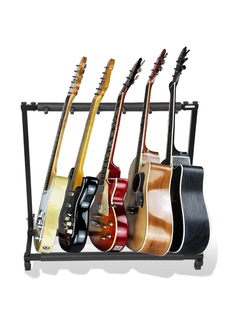 Megarya Guitars Display Stand Rack, 5 Way Universal Guitars Storage Holder Organising Stand, Stable Iron Frame with Soft Rubber Cover Guitar Collection Rack Organiser for Training room Store Home(5 Ways) - Image 1