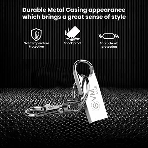 EVM EnVault 64GB USB 2.0 Premium Metal Flash Drive | Superior 25MB/s Read| Sleek Metallic Black Anodized Body | Fast Reliable Storage | Plug & Play All Devices | 10 Years Warranty (EVMPDV/64GB) - Image 4