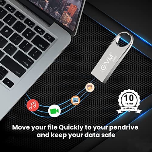 EVM EnVault 64GB USB 2.0 Premium Metal Flash Drive | Superior 25MB/s Read| Sleek Metallic Black Anodized Body | Fast Reliable Storage | Plug & Play All Devices | 10 Years Warranty (EVMPDV/64GB) - Image 5