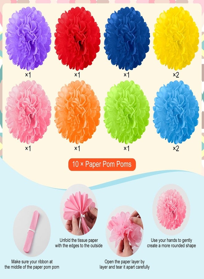 VINTS Cinco De Mayo Party Decorations,Mexican Fiesta Party Decorations Set,Multi-Color Hanging Paper Fans,Paper Pom Poms,Garland String and Banner for Cinco de Mayo,Fiesta,Birthday,Wedding - Image 4