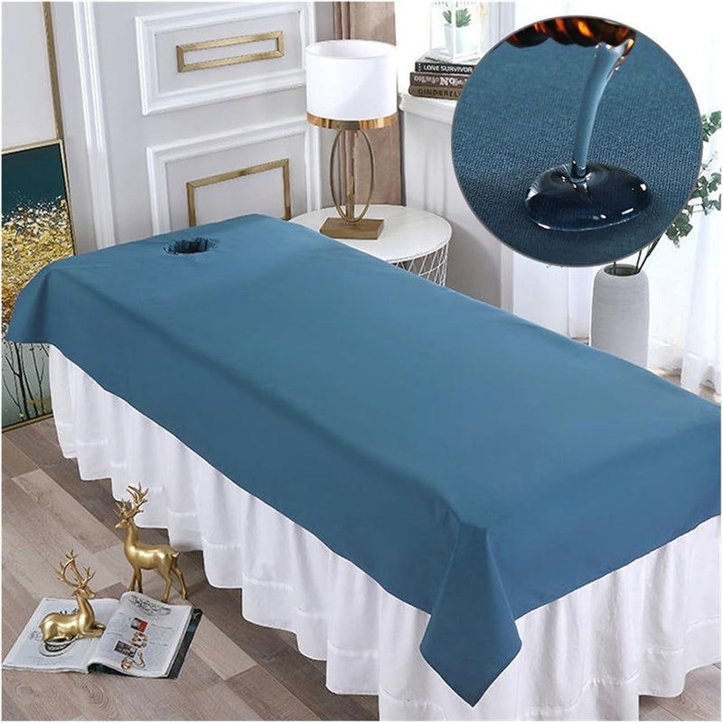 Beauty Bed Cover Bed Sheet Beauty Salon Massage Special Breathable Perforated Flat Bed Sheets for Spa Clubs(Blue,190X118cm no Hole) - Image 2