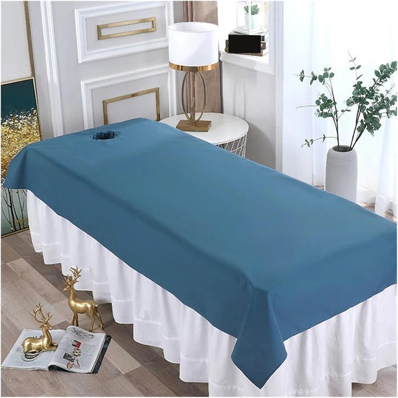 Beauty Bed Cover Bed Sheet Beauty Salon Massage Special Breathable Perforated Flat Bed Sheets for Spa Clubs(Blue,190X118cm no Hole) - Image 1