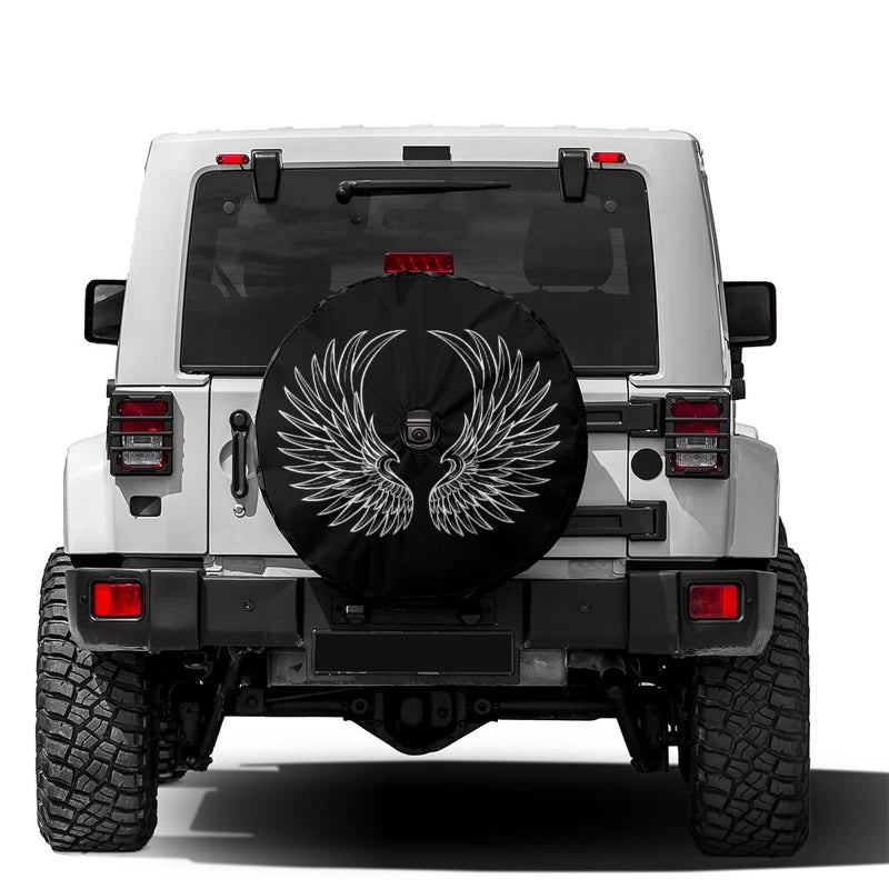 Foruidea Angel Wings Spare Tire Cover with Backup Camera Hole Wheel Tire Cover Fit Trailer RV SUV and Many Vehicle 17inch