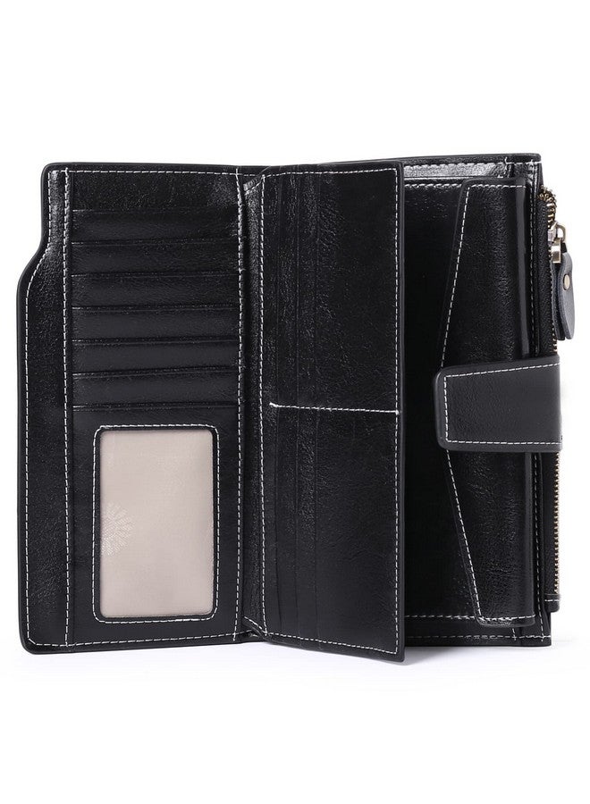 SENDEFN Women Leather Wallets Rfid Blocking Clutch Card Holder Ladies Purse With Zipper Pocket - Image 3