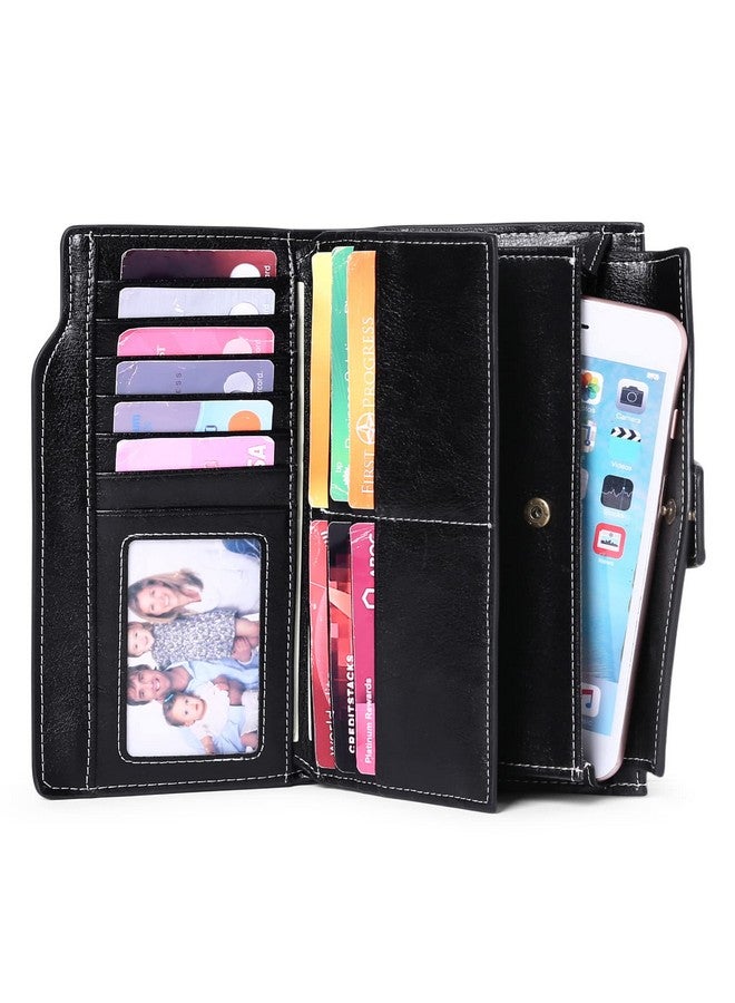 SENDEFN Women Leather Wallets Rfid Blocking Clutch Card Holder Ladies Purse With Zipper Pocket - Image 2