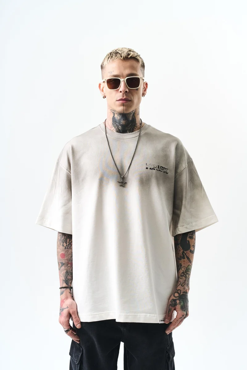 RESPIRE Men's Pegasus Print Oversize T-Shirt, Ecru