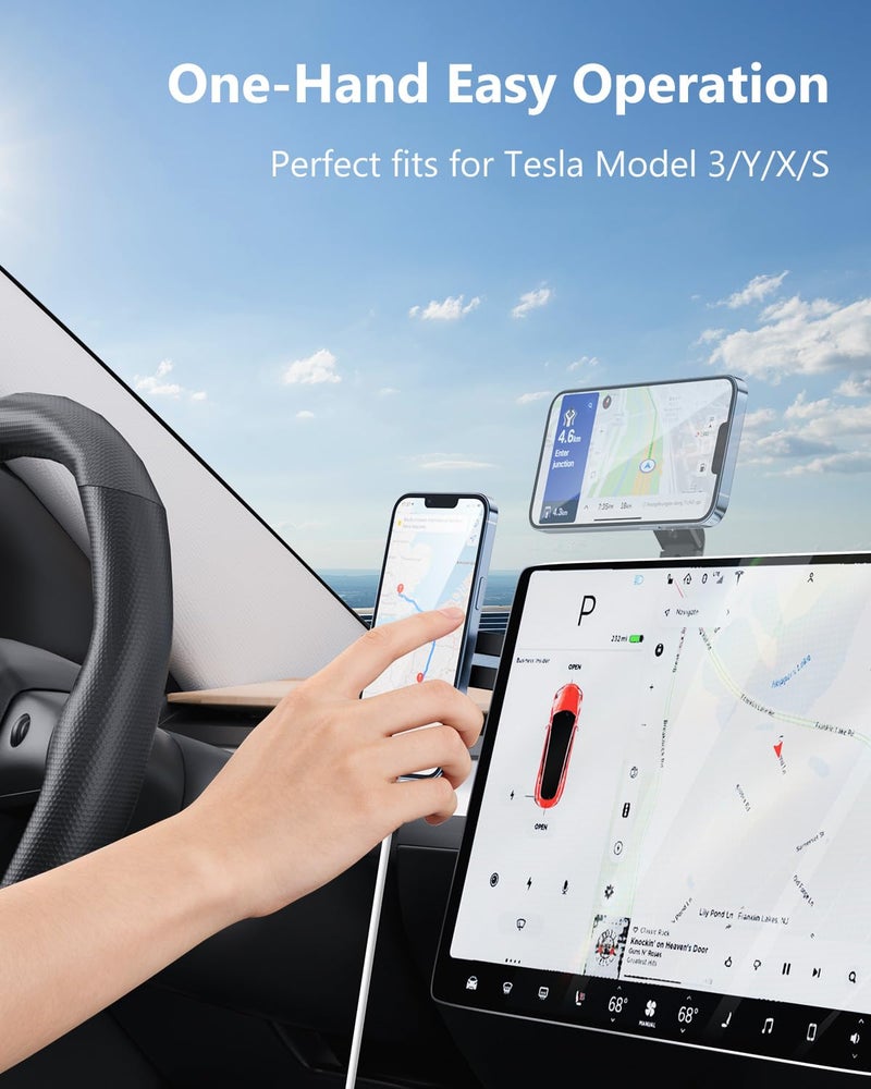 MAGDIGITEH Magnetic Tesla Phone Holder, MagSafe Laptop Phone Mount for iPhone 17/16/15/14/13/12 Pro Max, Car Magnetic Phone Mount for Tesla Model 3/ ModelY/X/S (Black) - Image 5