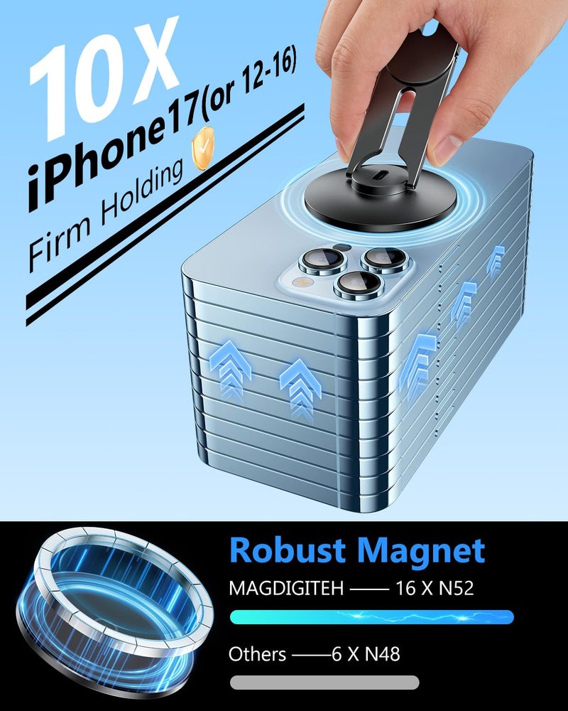 MAGDIGITEH Magnetic Tesla Phone Holder, MagSafe Laptop Phone Mount for iPhone 17/16/15/14/13/12 Pro Max, Car Magnetic Phone Mount for Tesla Model 3/ ModelY/X/S (Black) - Image 4