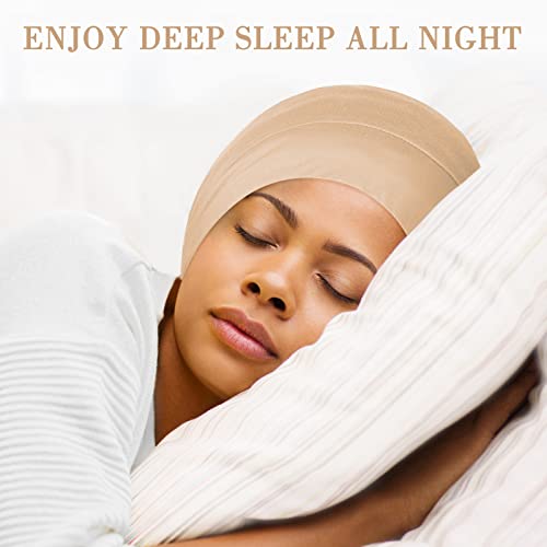 Fittia Satin Hair Bonnet for Sleeping, Silky No Frizzy for Curls Care, Adjustable Strap for Non-Slip, Dreadlocks Cap for Women&Men Taupe - Image 3