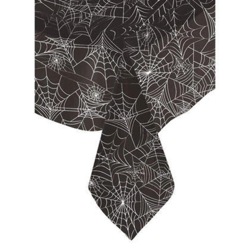 Unique Party Unique Black Spider Web Halloween Plastic Tablecloth, 84" x 54", Model: 51003 - Image 2