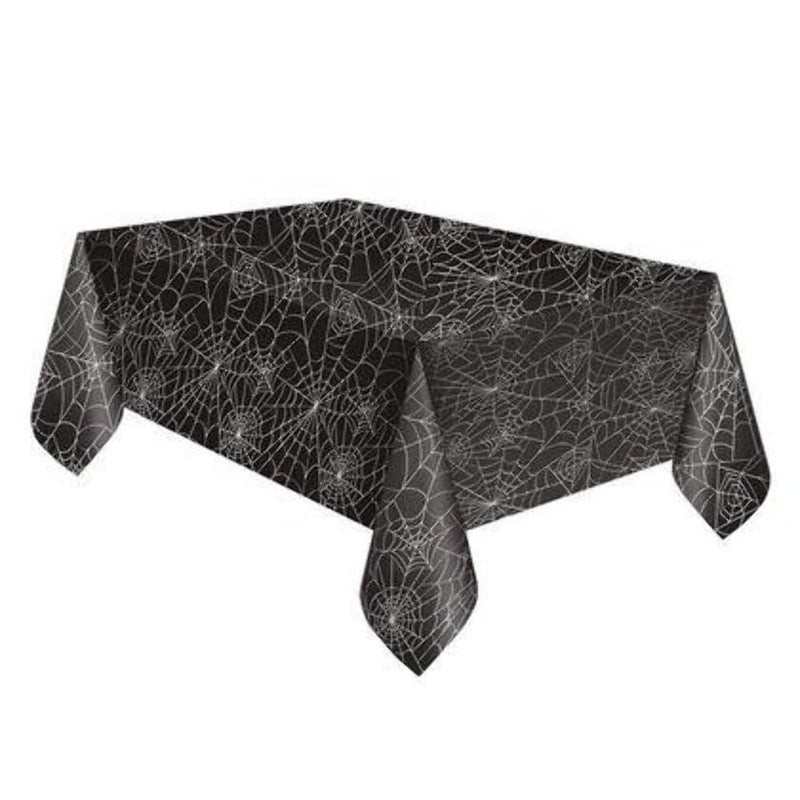Unique Party Unique Black Spider Web Halloween Plastic Tablecloth, 84" x 54", Model: 51003 - Image 1