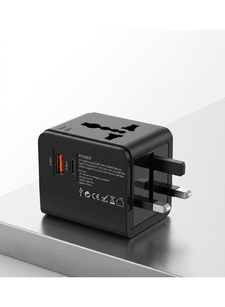 BAIKO UK27 PD20W GaN Travel Adapter Universal Charger with USB & Type-C Port, Multi Plug Converter for UK/US/EU/AU, 6A Fuse Safety Adapter with LED Indicator - Image 3