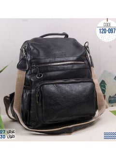 Women's black leather bag for the back and hand, size 27*30, high-quality material