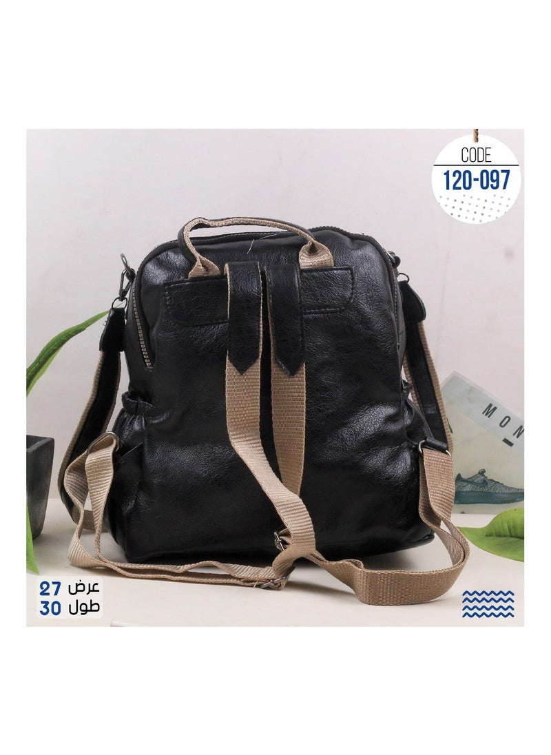 Generic - Women's black leather bag for the back and hand, size 27*30, high-quality material - Image 1