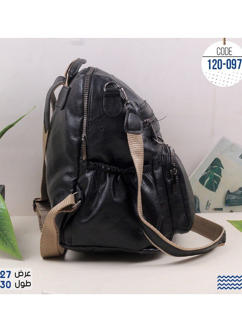 Generic - Women's black leather bag for the back and hand, size 27*30, high-quality material - Image 1