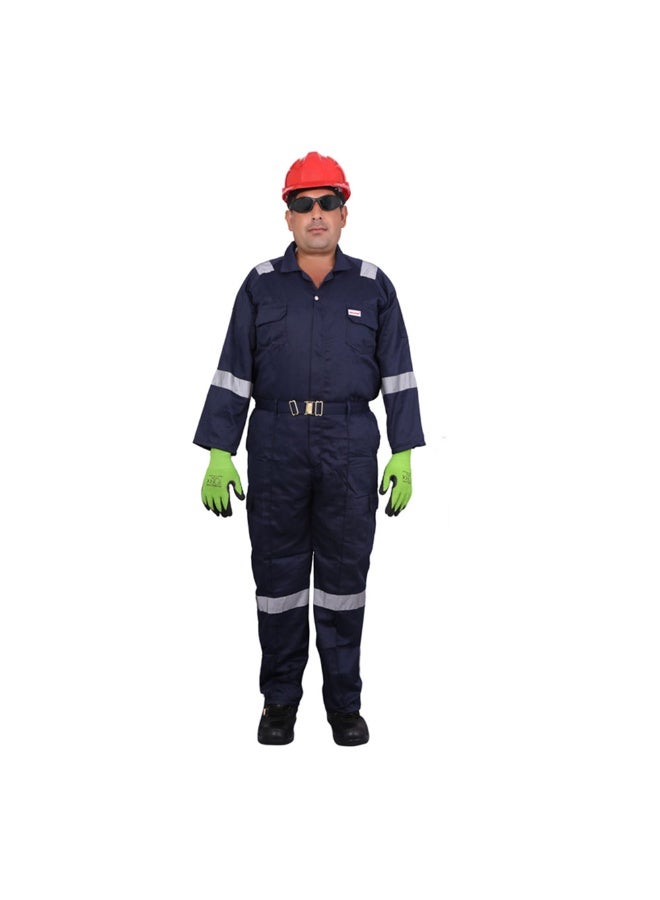 Vaultex PIA 190GSM Reflective Strip Twill Coverall, Navy Blue, Medium - Image 1