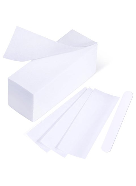100 قطعة من شرائح الشمع غير المنسوجة للاستخدام مرة واحدة - ورق شمع أبيض مستطيل الشكل لإزالة الشعر من الوجه والجسم - أدوات إزالة شعر بجودة صالونات التجميل للاستخدام المنزلي