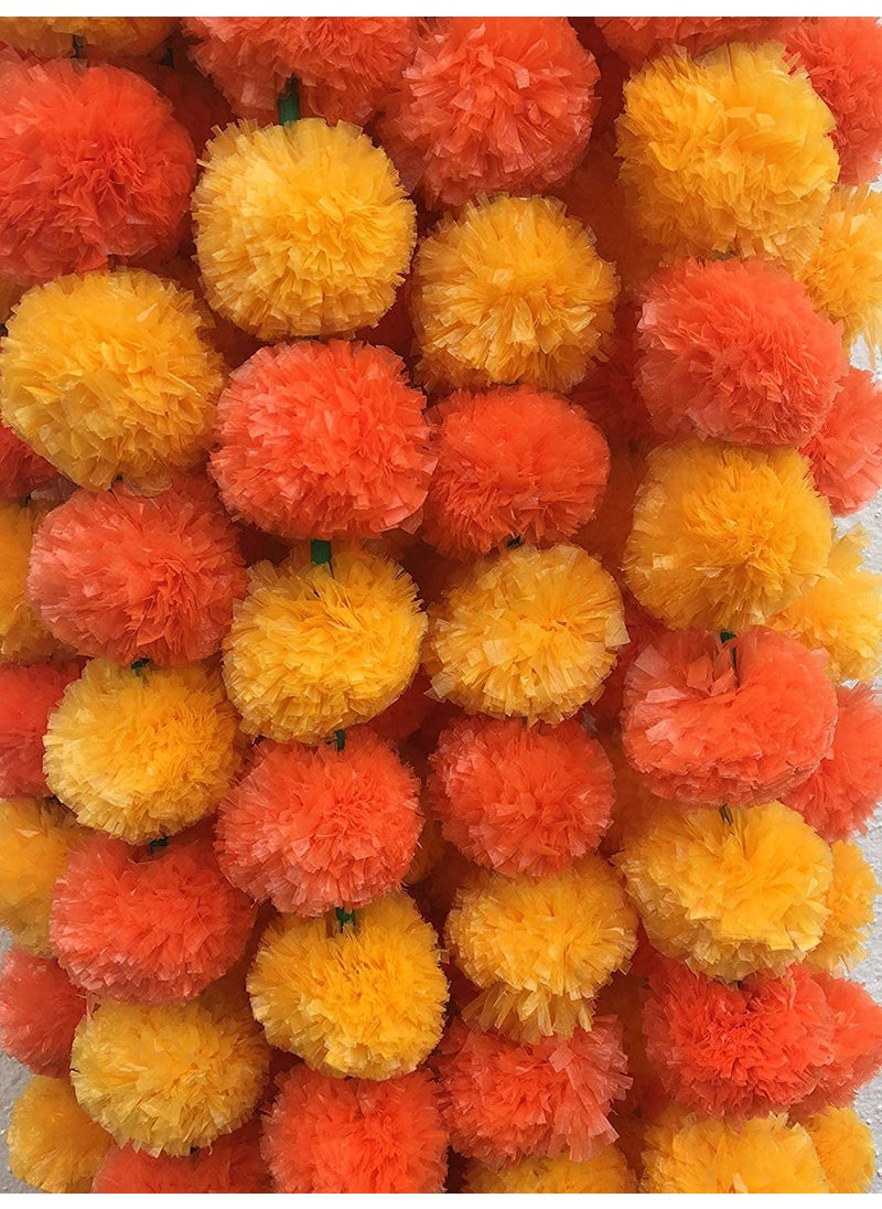 ESPLANADE ESPLANADE Artificial Marigold Flower Garlands for Home Decor - Pack of 5 Strings - Mango Orange Colour - 4 to 4.5 Feet Length  - Image 1