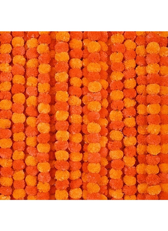 ESPLANADE ESPLANADE Artificial Marigold Flower Garlands for Home Decor - Pack of 5 Strings - Mango Orange Colour - 4 to 4.5 Feet Length  - Image 2