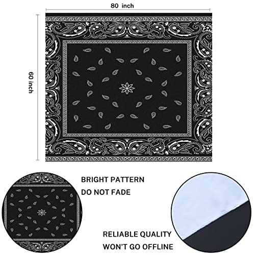 Emvency Tapestry Colorful Paisley Black Pattern Bandanna Border Scarf White Home Decor Wall Hanging for Living Room Bedroom Dorm 60x80 Inches - Image 2