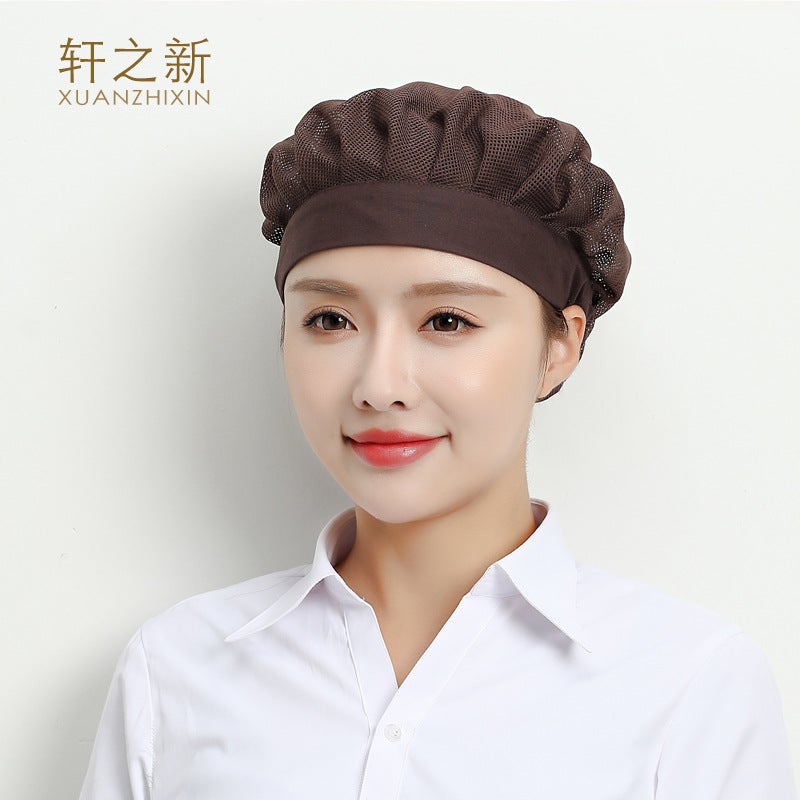 Kitchen Breathable Work Hat Catering Workshop Net Hat Factory Chef Work Hat Female Hygienic Packaging Factory Hat - Image 1