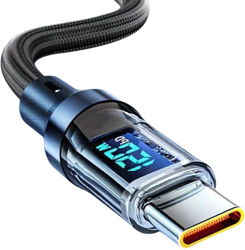 كابل USB-C إلى USB-C بقدرة 120 واط، كابل شحن سريع PD مع شاشة LED، نقل البيانات بسرعة 480 ميجابت في الثانية، كابل مضفر من النايلون القوي لأجهزة iPhone 16/15 وiPad وMacbook وGalaxy وأجهزة الكمبيوتر المحمولة وغيرها (عبوة من قطعتين، طول 3.3 قدم) - Image 5