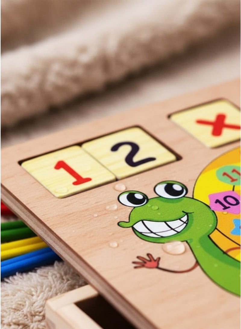 Wooden Toy Multi-Function Learning Box – Counting Sticks, Calculation Box, Early Education Puzzle, Montessori Wooden Teaching Aid, Building Blocks, Made of High-Quality Wood, for Kids Over 3 Years Old - Image 4