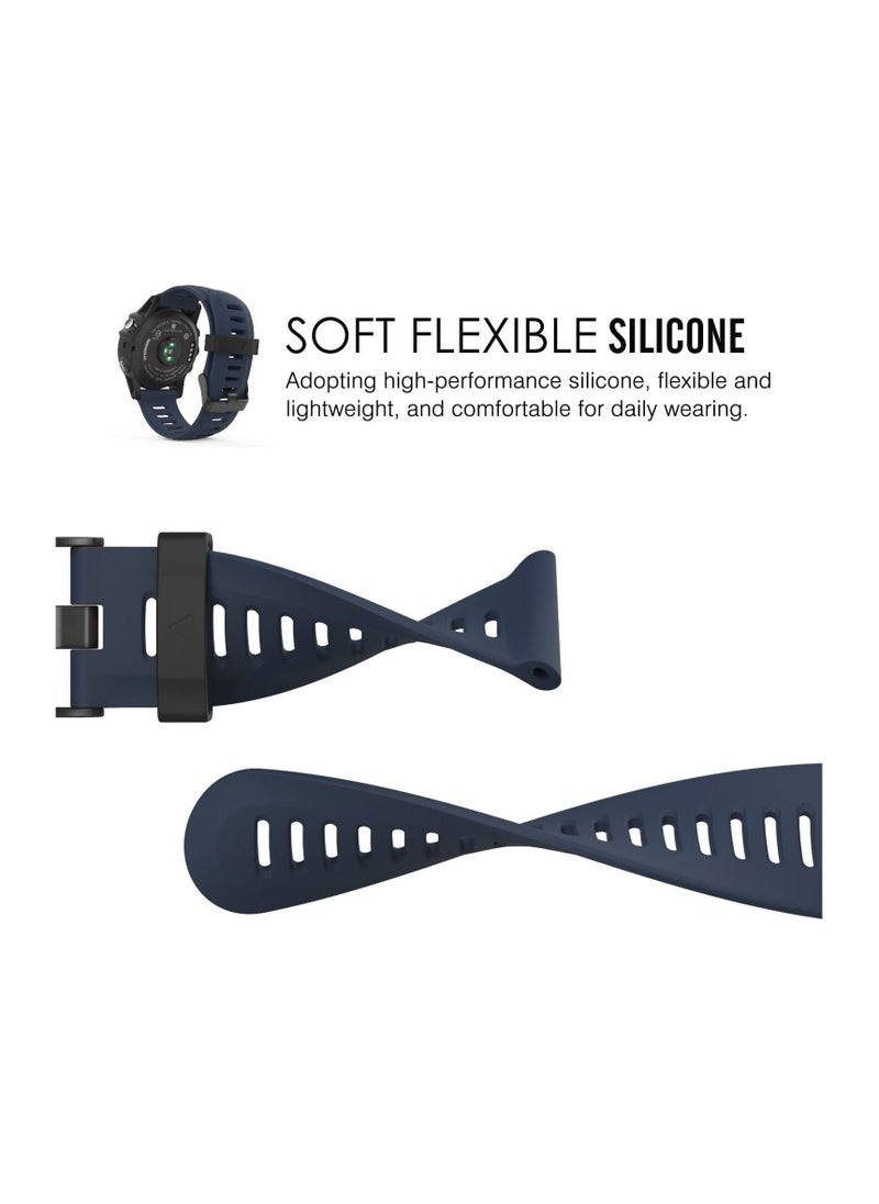 Y&D - Watch Band for Garmin Fenix 3 5X Soft Silicone Replacement HR Plus D2 Delta PX Descent Mk1Midnight Blue - Image 1