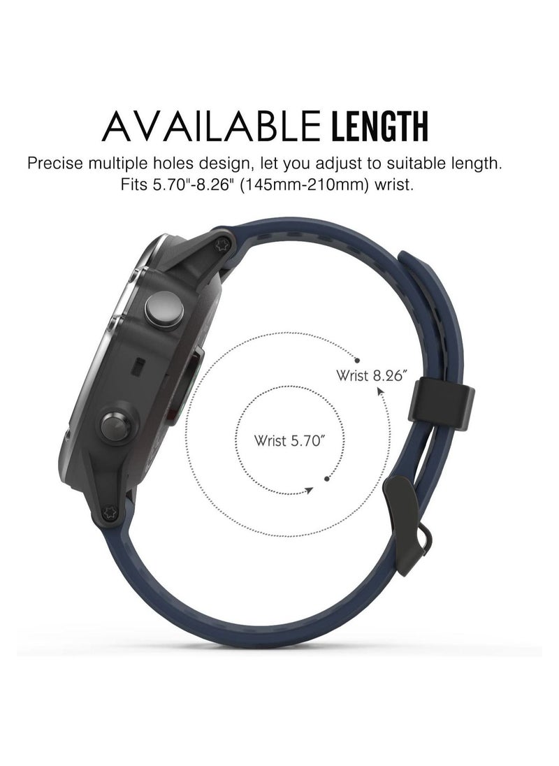 Y&D - Watch Band for Garmin Fenix 3 5X Soft Silicone Replacement HR Plus D2 Delta PX Descent Mk1Midnight Blue - Image 1