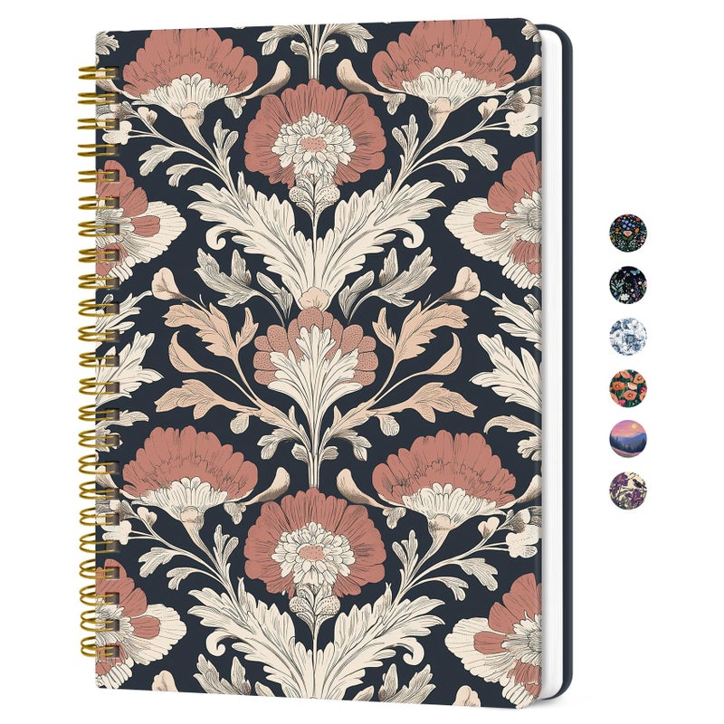 ZOTIA Lined Spiral Journal for Women, A5 Hardcover Cute Notebook for Work & Note Taking, Aesthetic Pretty Journal for Writing, 140 Pages, 6"x8", Painted Poppies - Image 1