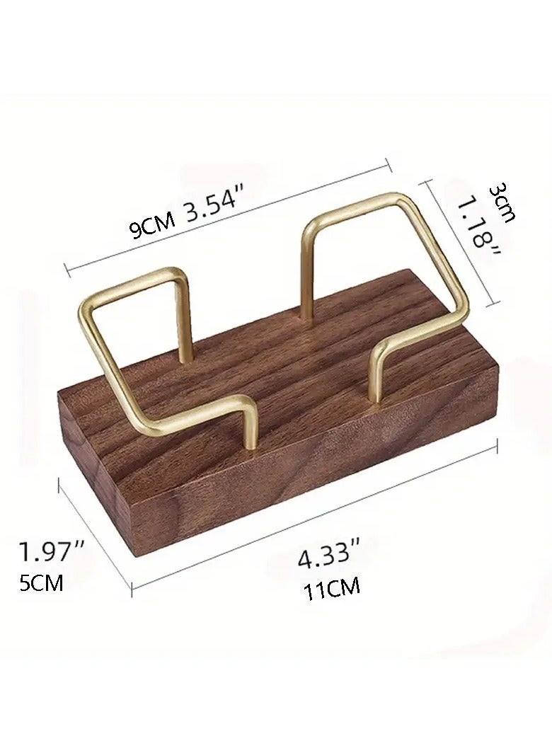 Generic Premium Wood & Metal Business Card Holder – Classic Golden-Finish Desk Display for Office & Home  - Image 5