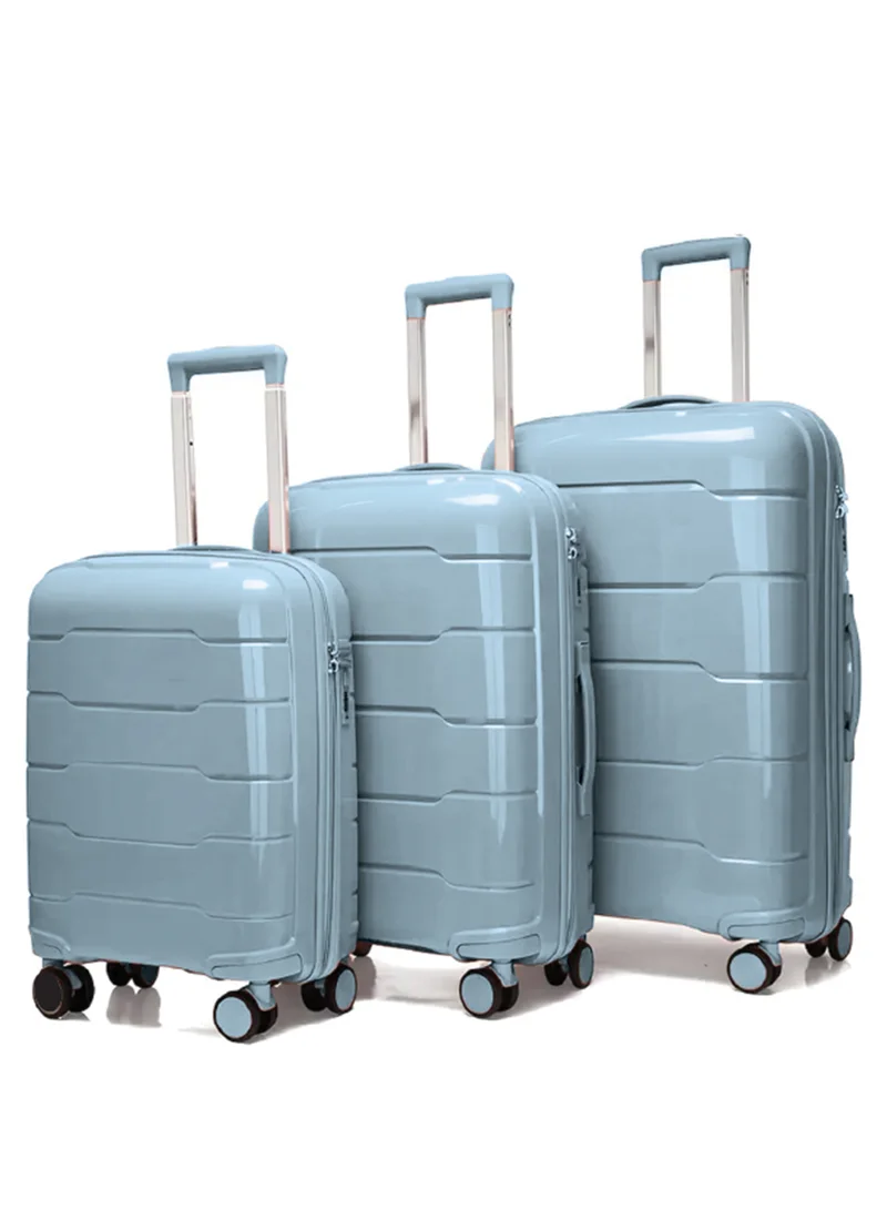 ريفلكشين Reflection PP Luggage Set of 3, Scratchproof, Lightweight &amp; 360° Silent Wheels Suitcase, PP Hard Luggage Trolley, Travel Luggage with Spinner Wheels  (3pc Set, Light Blue)
