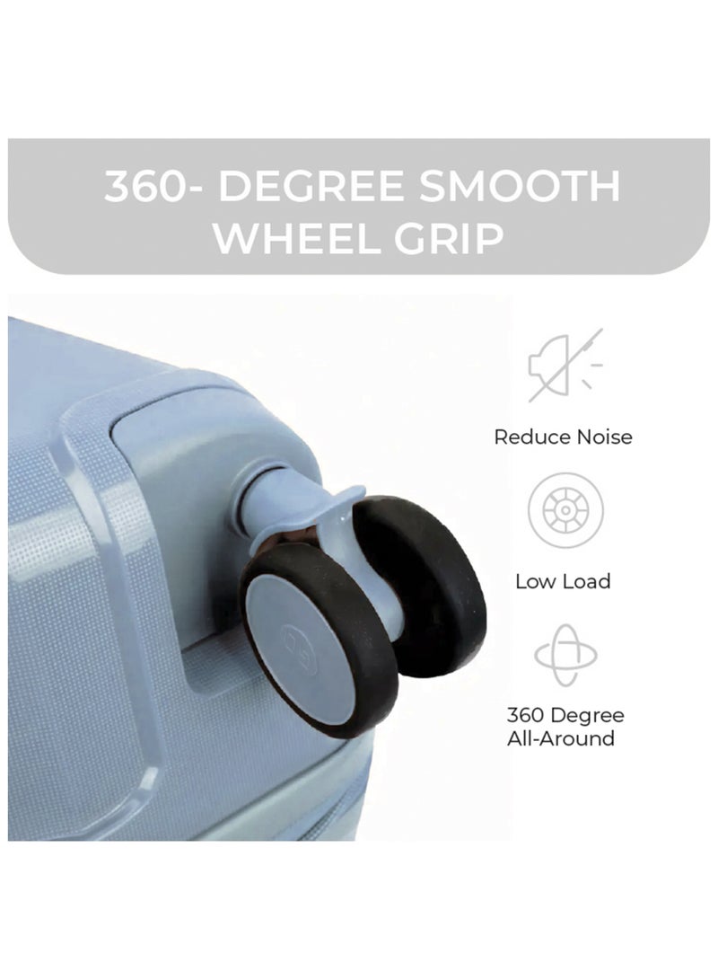 Reflection PP Luggage Set of 3, Scratchproof, Lightweight & 360° Silent Wheels Suitcase, PP Hard Luggage Trolley, Travel Luggage with Spinner Wheels  (3pc Set, Light Blue) - Image 3