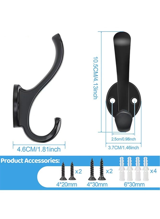 الوجبة مجموعة من 6 خطافات معاطف، خطافات مزدوجة متينة للتثبيت على الحائط لتعليق المعاطف والقبعات والمناشف والمفاتيح والعباءات والوشاح والحقيبة والقبعة - Image 3