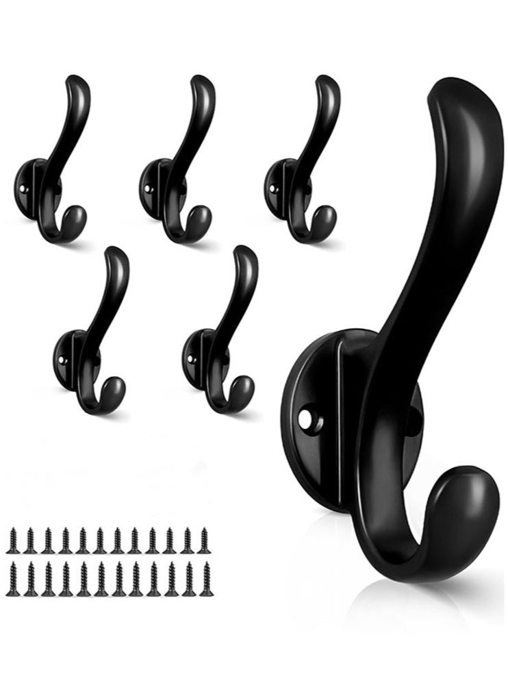 meayul 6 Pack Coat Hooks Wall Mount Heavy Duty Utility Retro Double Hooks for Hanging Coats,Hat, Towel, Key, Robe, Scarf, Bag, Cap - Image 1
