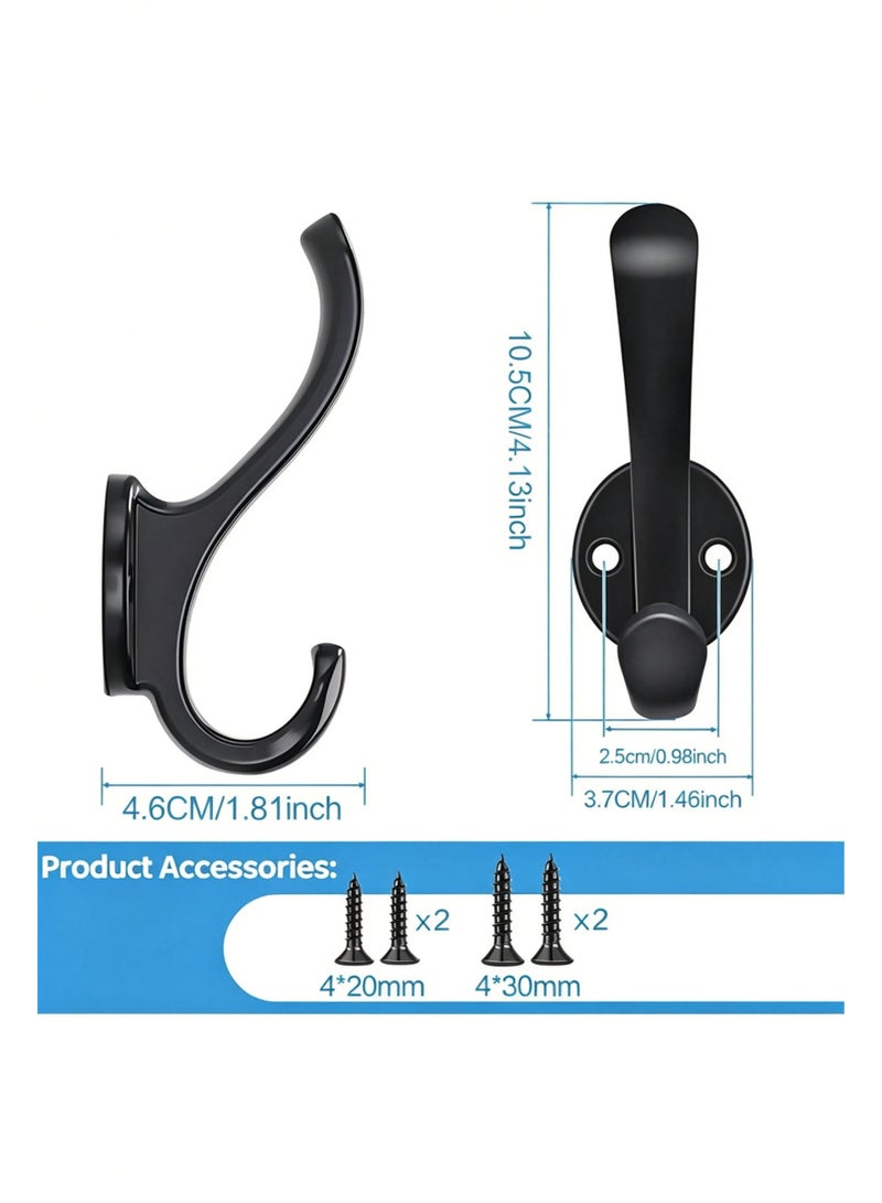 meayul 6 Pack Coat Hooks Wall Mount Heavy Duty Utility Retro Double Hooks for Hanging Coats,Hat, Towel, Key, Robe, Scarf, Bag, Cap - Image 3