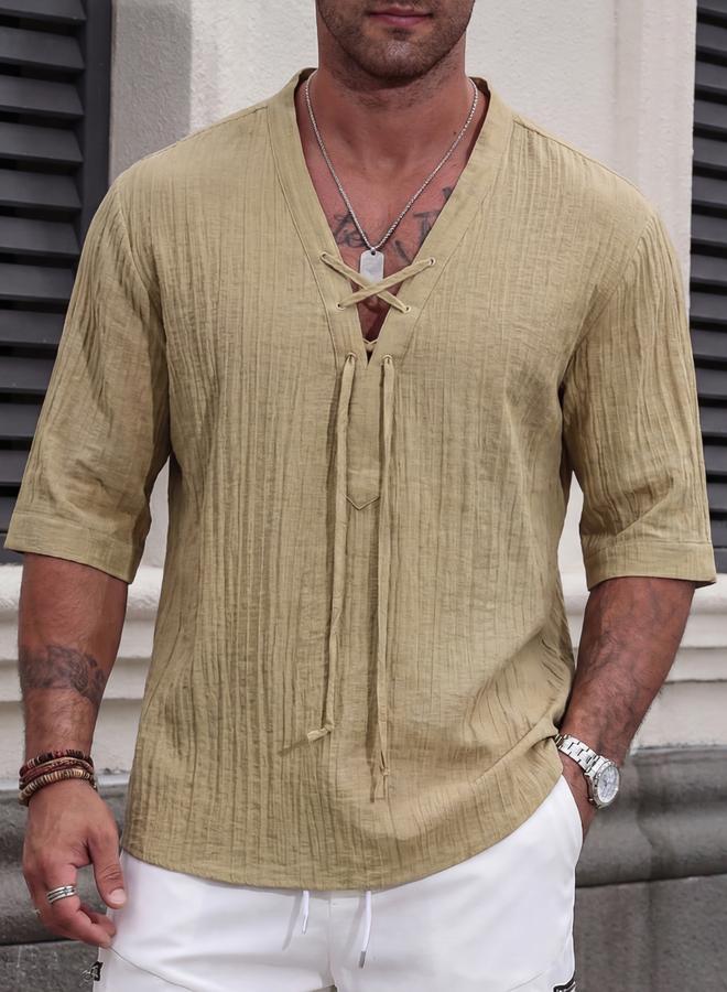 Take Two Men Drawstring Design Casual Top - Image 1