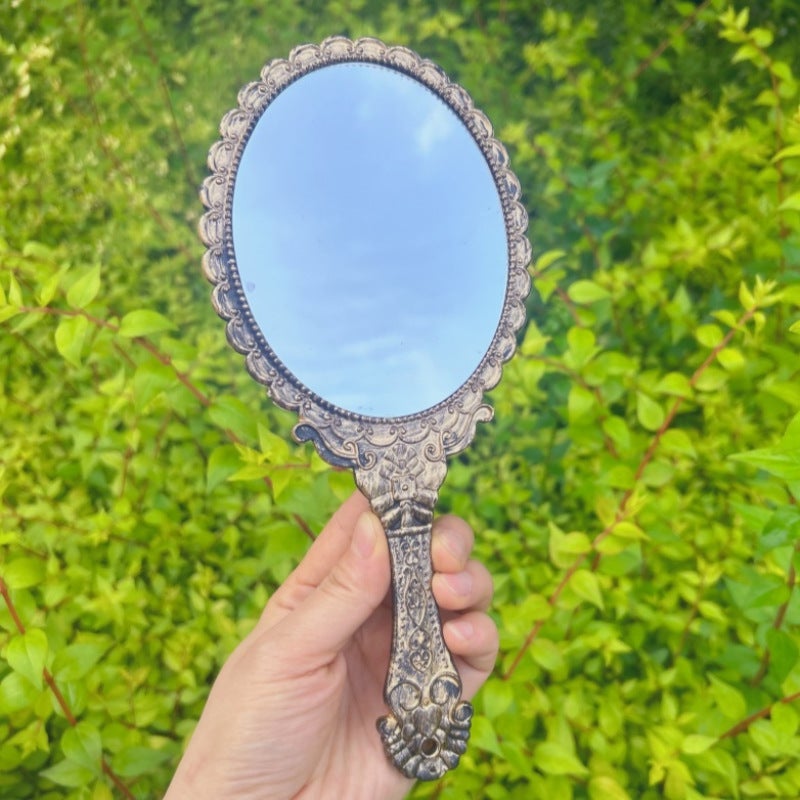 Yiwu Style Beauty Makeup Hand-Held Makeup Mirror Retro Portable Lace Mirror Hand-Held Mirror - Image 1