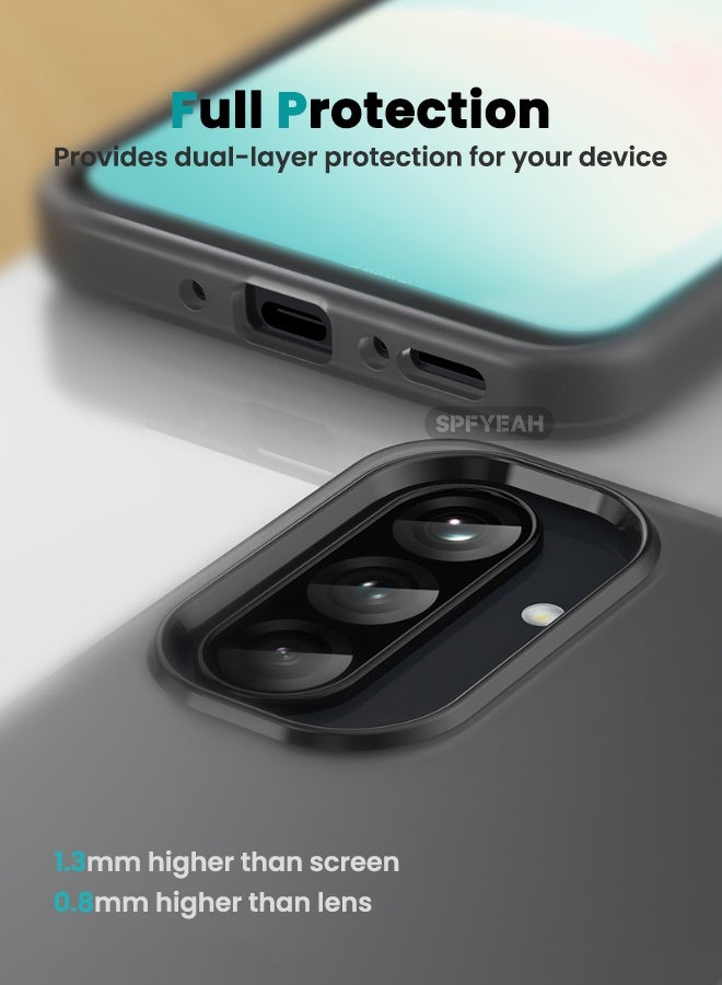 SPFYEAH [3-in-1] Samsung Galaxy A26 Case with HD Tempered Glass Screen Protector & Camera Lens Protector, Shockproof Anti-Drop & Slip, Slim Skin Friendly Frosted Hard Case for Samsung A26 5G 6.7 inch, Translucent Black - Image 5