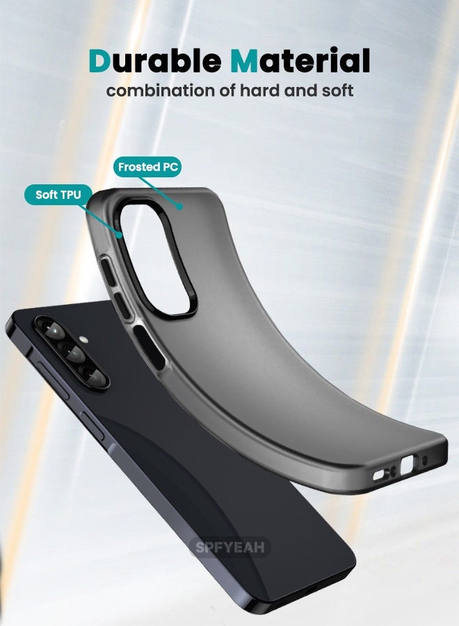 SPFYEAH [3-in-1] Samsung Galaxy A26 Case with HD Tempered Glass Screen Protector & Camera Lens Protector, Shockproof Anti-Drop & Slip, Slim Skin Friendly Frosted Hard Case for Samsung A26 5G 6.7 inch, Translucent Black - Image 4