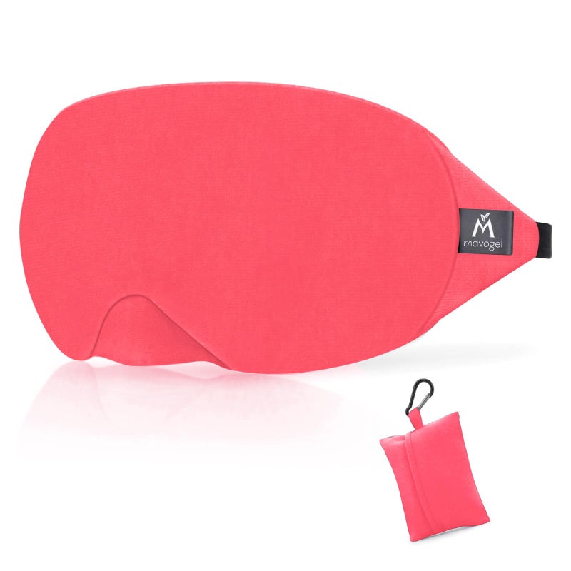 Mavogel Mavogel Cotton Sleep Mask Breathable Light Blocking Sleep Eye Mask Soft Comfortable Night Sleeping Mask for Men Women Eye Cover for TravelShift WorkNap Includes Travel Pouch Vermilion Red