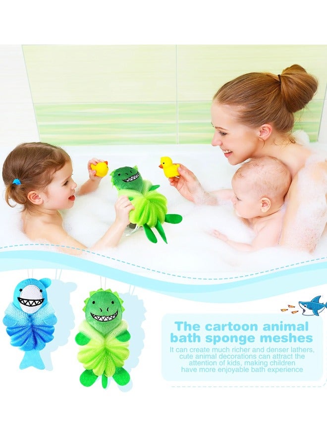 2 Pcs Bath Loofahs Kids Toddler Cute Cartoon Bath Sponges Loofah Pouf Body Scrubber Mesh Sponges for Children Shower - Image 4