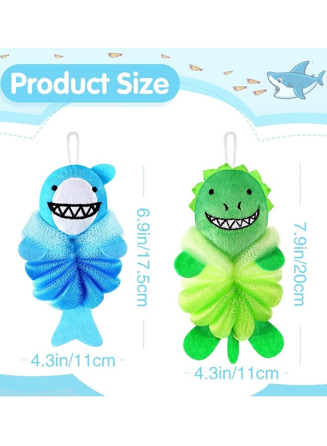 2 Pcs Bath Loofahs Kids Toddler Cute Cartoon Bath Sponges Loofah Pouf Body Scrubber Mesh Sponges for Children Shower - Image 2