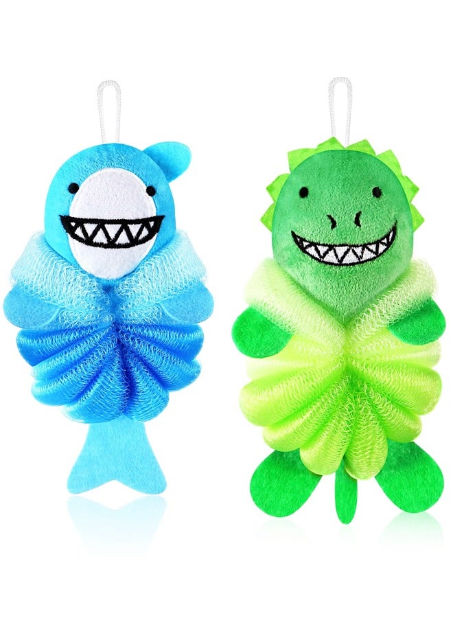 2 Pcs Bath Loofahs Kids Toddler Cute Cartoon Bath Sponges Loofah Pouf Body Scrubber Mesh Sponges for Children Shower - Image 1