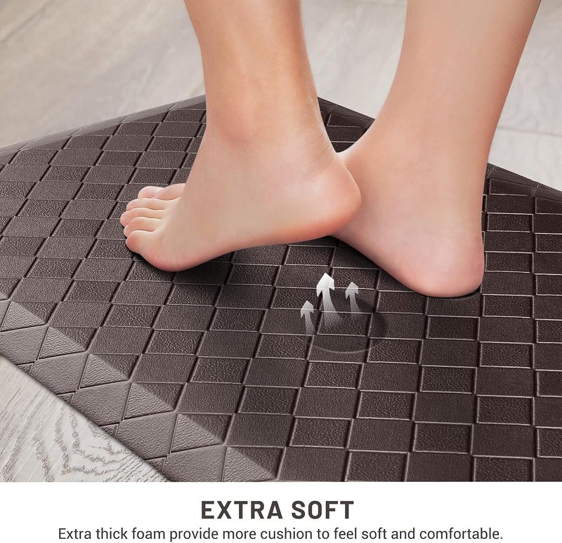 HappyTrends Kitchen Mat Cushioned Anti-Fatigue Floor Mat,17.3"x60",Thick Waterproof Non-Slip Kitchen Mats and Rugs Heavy Duty Ergonomic Comfort Rug for Kitchen,Floor,Office,Laundry,Chocolate - Image 3