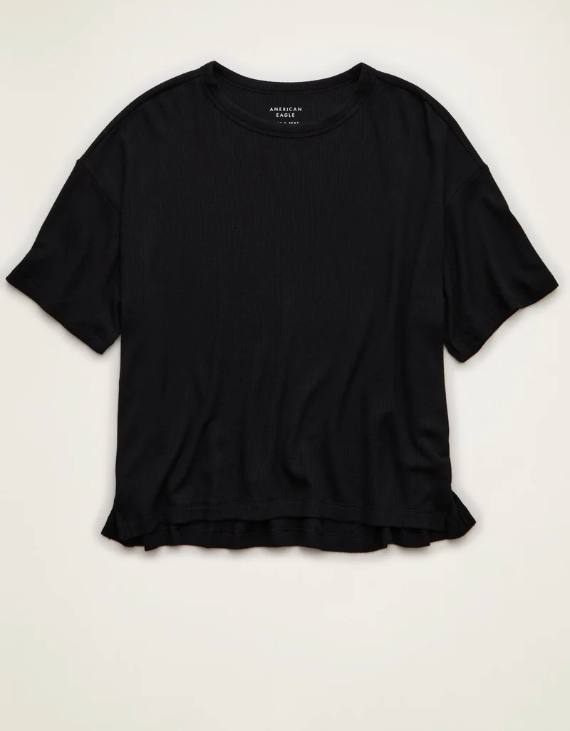 American Eagle  AE Soft & Sexy Waffle Crew Neck Tee for Women | Best Price UAE