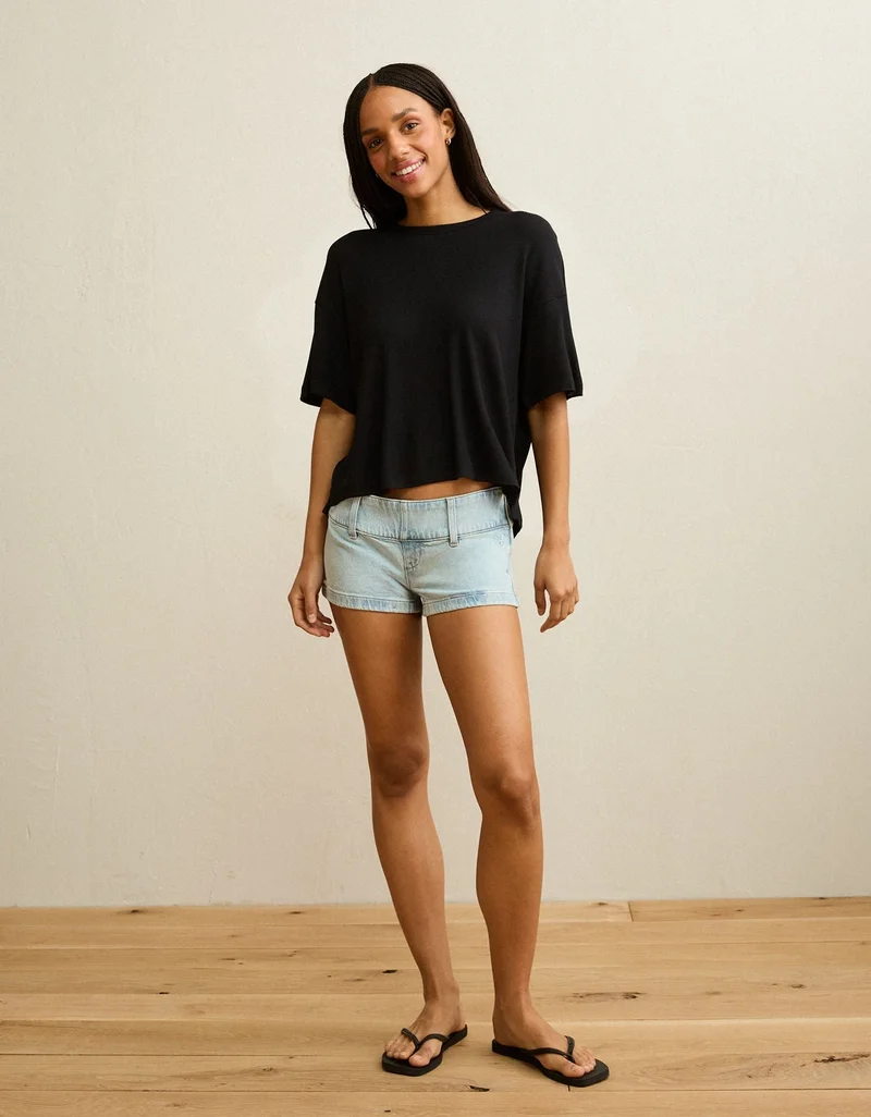 American Eagle  AE Soft & Sexy Waffle Crew Neck Tee for Women | Best Price UAE